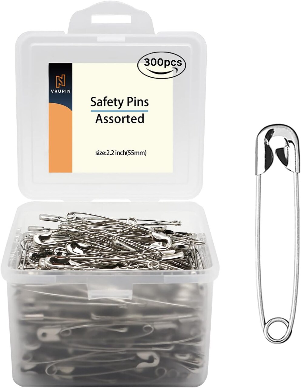 300PCS Safety Pins – 2.2in Nickel Silver Metal, Multipurpose & Extra Strong